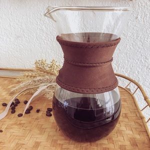 Glass Pour Over Coffee Maker with Chocolate Brown Quick Dry Grip